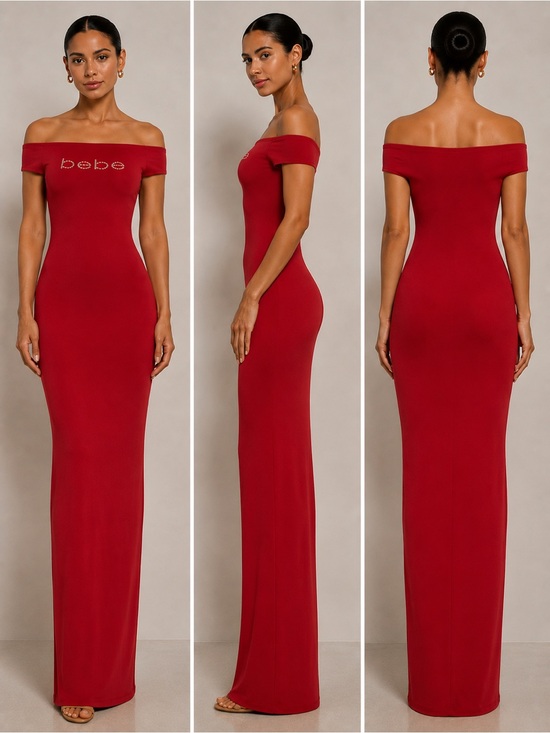 bebe Dresses & Skirts - bebe One-Shoulder Crimson Red Maxi Dress